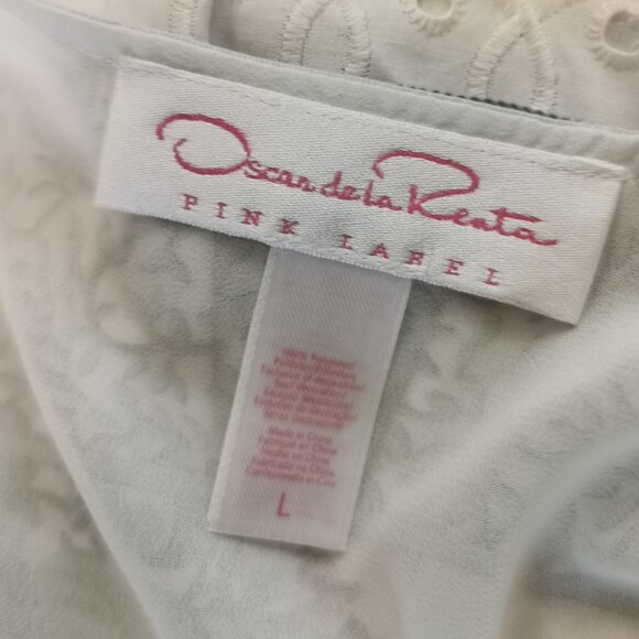 Vintage Oscar De La Renta Pink Label Robe Large White 0412 - Picture 5 of 6